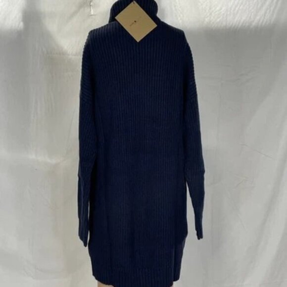 NEW TEDDY FRESH Women's Sweater Dress Knit Laced Up Size S/M Navy - Picture 2 of 8